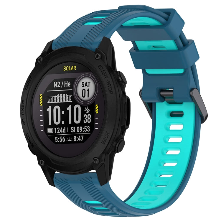 For Garmin Descent G1 Sports Two-Color Silicone Watch Band(Blue+Teal) - Watch Bands by PMC TechLife | Online Shopping South Africa | PMC TechLife