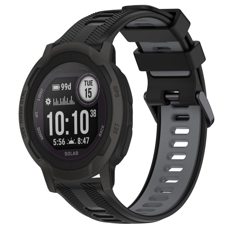 For Garmin Instinct 2 Solar Sports Two-Color Silicone Watch Band(Black+Grey) - Watch Bands by PMC TechLife | Online Shopping South Africa | PMC TechLife
