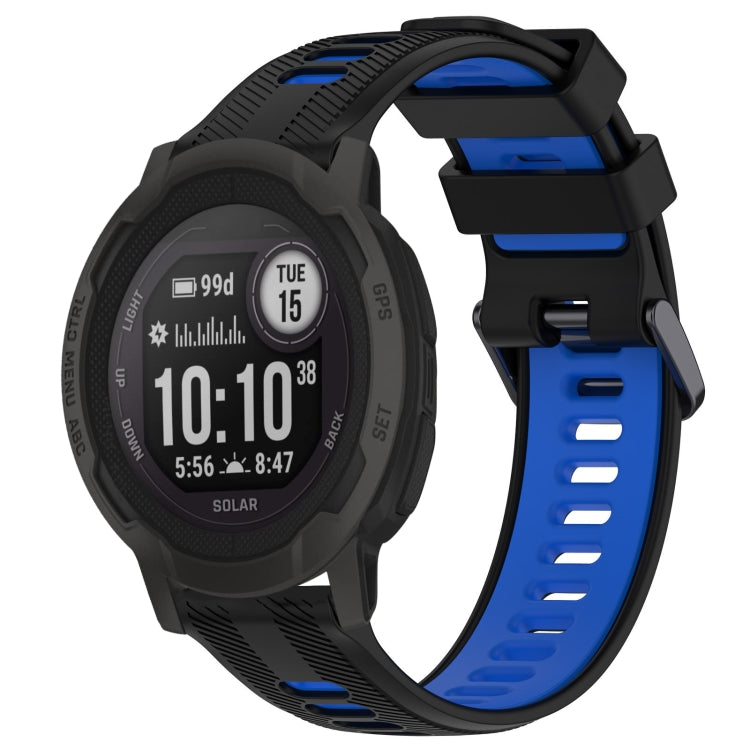 For Garmin Instinct 2 Solar Sports Two-Color Silicone Watch Band(Black+Blue) - Watch Bands by PMC TechLife | Online Shopping South Africa | PMC TechLife