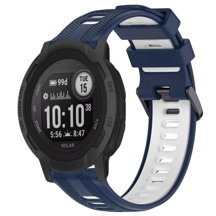 Compatible with Garmin Instinct 2 Solar Sports Two-Color Silicone Watch Band(Midnight Blue+White) - free shipping - PMC TechLife - Order now!