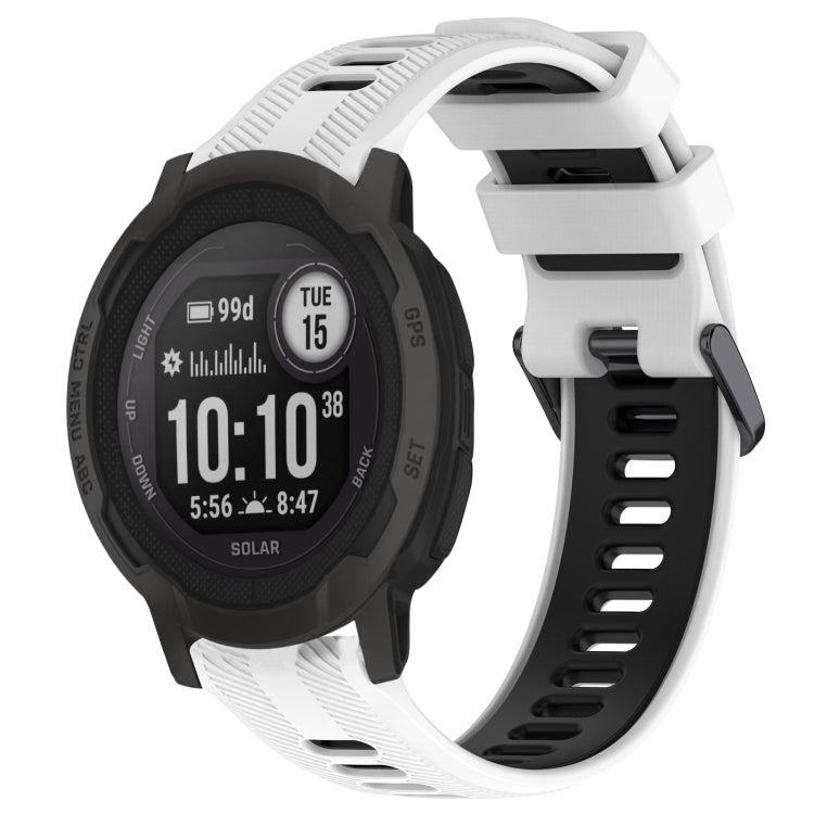 For Garmin Instinct 2 Sports Two-Color Silicone Watch Band(White+Black) - Watch Bands by PMC TechLife | Online Shopping South Africa | PMC TechLife