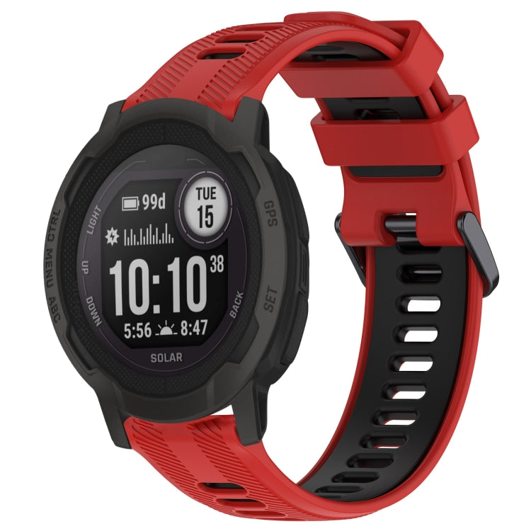 For Garmin Instinct 2 Sports Two-Color Silicone Watch Band(Red+Black) - Watch Bands by PMC TechLife | Online Shopping South Africa | PMC TechLife