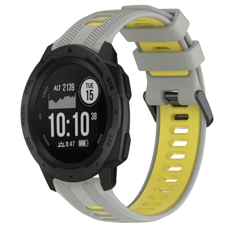 For Garmin Instinct Sports Two-Color Silicone Watch Band(Grey+Yellow) - Watch Bands by PMC TechLife | Online Shopping South Africa | PMC TechLife