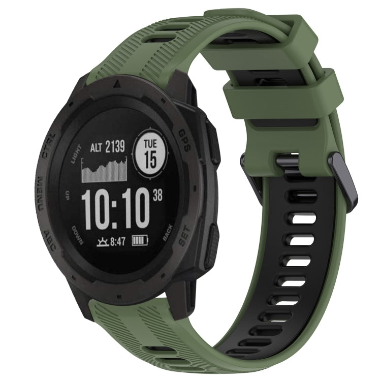 For Garmin Instinct Sports Two-Color Silicone Watch Band(Army Green+Black) - Watch Bands by PMC TechLife | Online Shopping South Africa | PMC TechLife