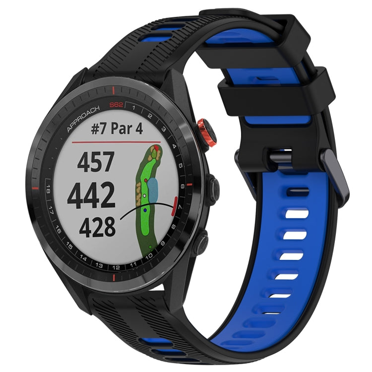 For Garmin Approach S62 Sports Two-Color Silicone Watch Band(Black+Blue) - Watch Bands by PMC TechLife | Online Shopping South Africa | PMC TechLife