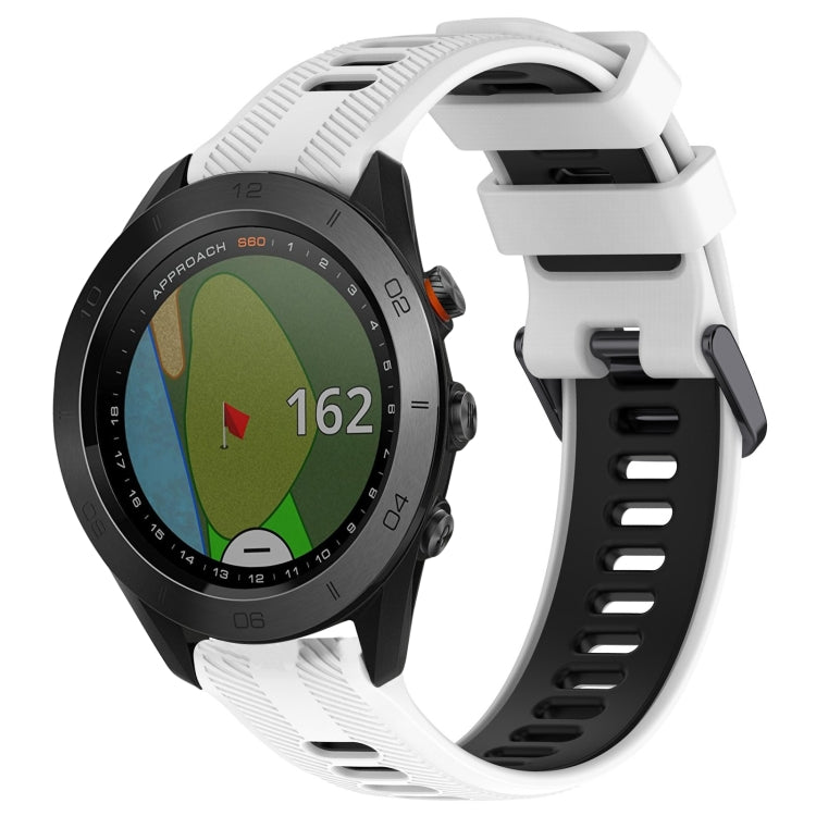 For Garmin Approach S60 Sports Two-Color Silicone Watch Band(White+Black) - Watch Bands by PMC TechLife | Online Shopping South Africa | PMC TechLife