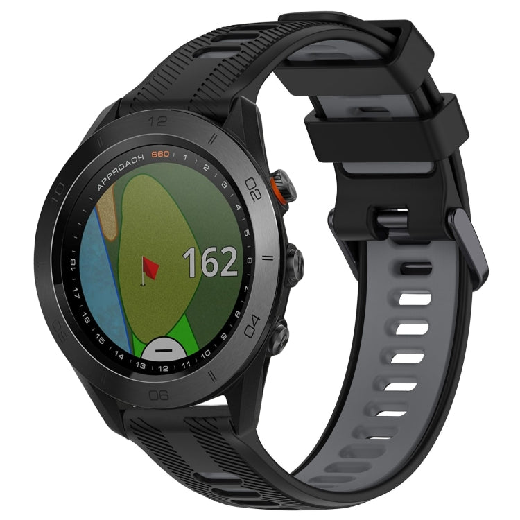 For Garmin Approach S60 Sports Two-Color Silicone Watch Band(Black+Grey) - Watch Bands by PMC TechLife | Online Shopping South Africa | PMC TechLife