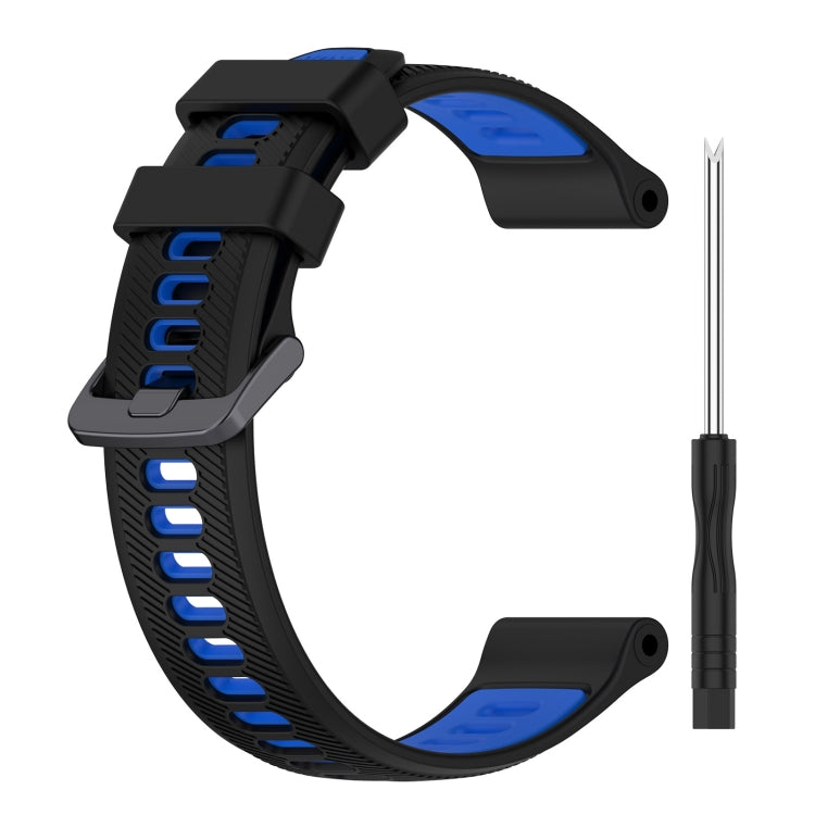 For Garmin Approach S60 Sports Two-Color Silicone Watch Band(Black+Blue) - Watch Bands by PMC TechLife | Online Shopping South Africa | PMC TechLife