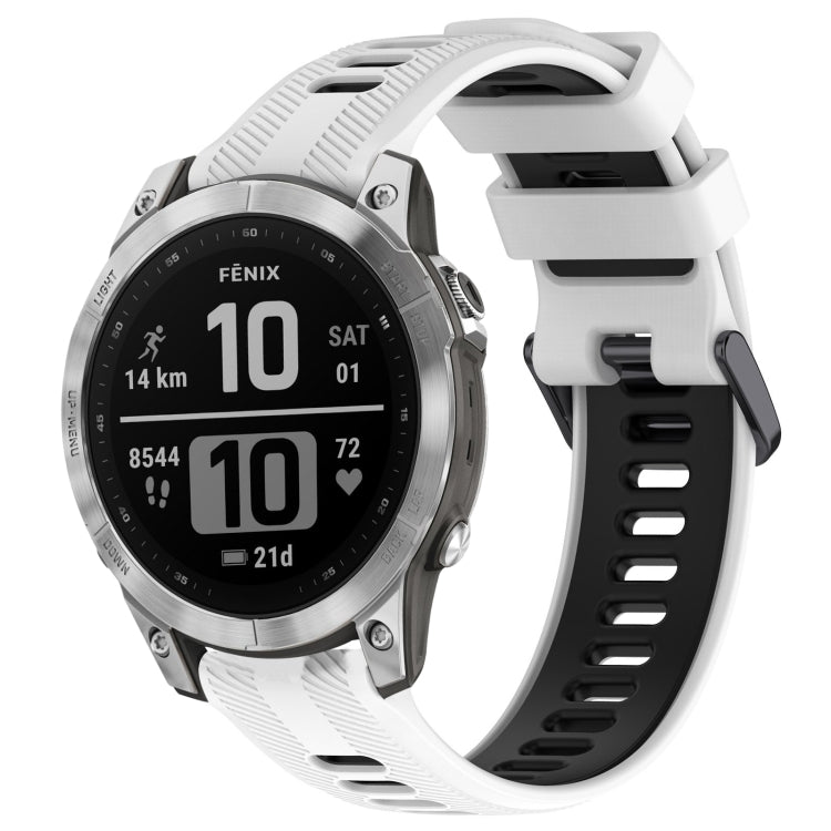 For Garmin Fenix 7 Sports Two-Color Silicone Watch Band(White+Black) - Watch Bands by PMC TechLife | Online Shopping South Africa | PMC TechLife