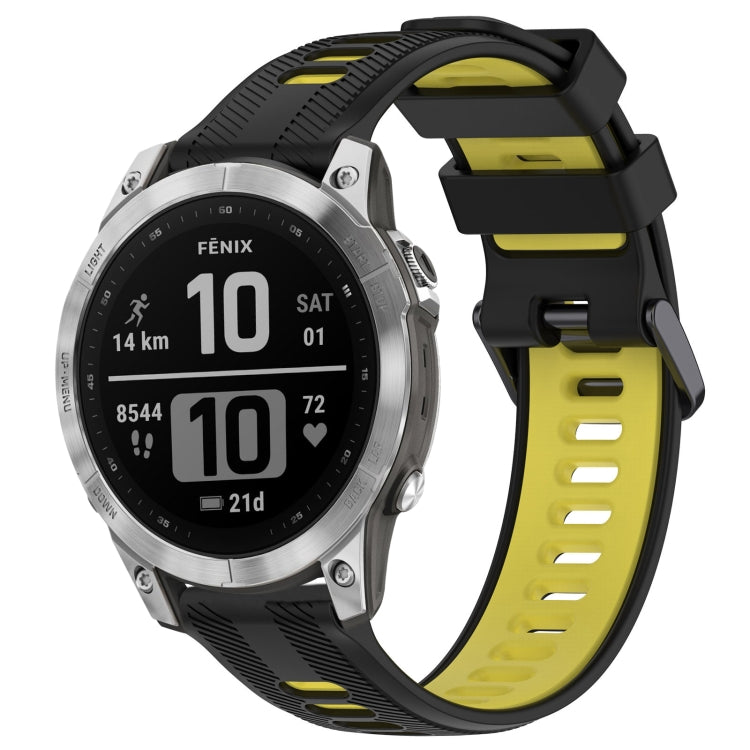For Garmin Fenix 7 Sports Two-Color Silicone Watch Band(Black+Yellow) - Watch Bands by PMC TechLife | Online Shopping South Africa | PMC TechLife