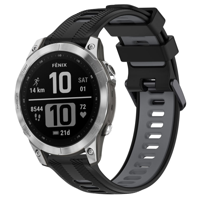 For Garmin Fenix 7 Sports Two-Color Silicone Watch Band(Black+Grey) - Watch Bands by PMC TechLife | Online Shopping South Africa | PMC TechLife