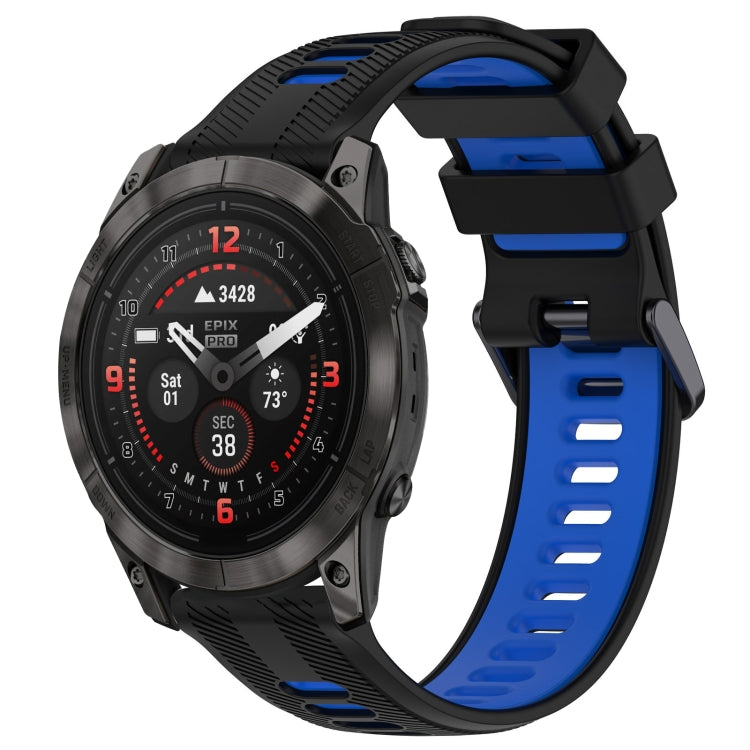 For Garmin EPIX Pro 47mm Sports Two-Color Silicone Watch Band(Black+Blue) - Watch Bands by PMC TechLife | Online Shopping South Africa | PMC TechLife