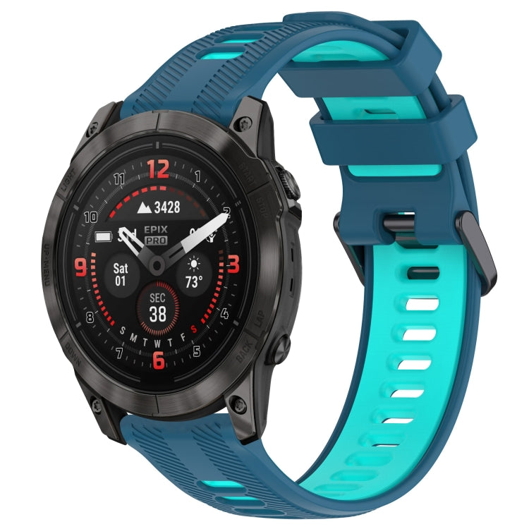 For Garmin EPIX Pro 47mm Sports Two-Color Silicone Watch Band(Blue+Teal) - Watch Bands by PMC TechLife | Online Shopping South Africa | PMC TechLife