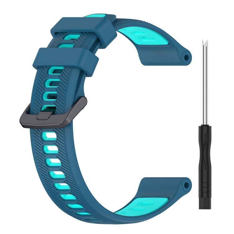 For Garmin Fenix 6 Sports Two-Color Silicone Watch Band(Blue+Teal) - Watch Bands by PMC TechLife | Online Shopping South Africa | PMC TechLife
