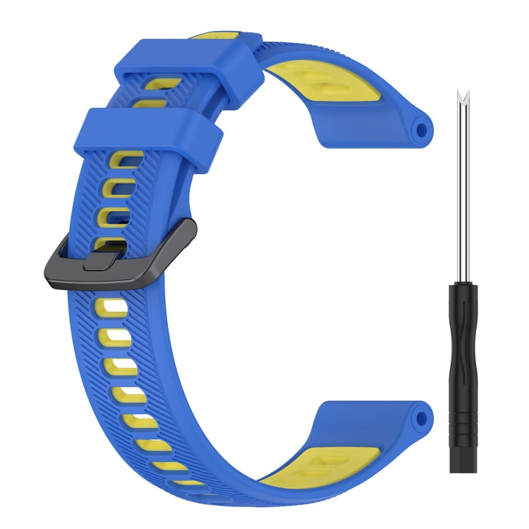For Garmin Fenix 6 Pro Sports Two-Color Silicone Watch Band(Blue+Yellow) - Watch Bands by PMC TechLife | Online Shopping South Africa | PMC TechLife