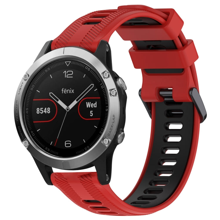 For Garmin Fenix 5 Sports Two-Color Silicone Watch Band(Red+Black) - Watch Bands by PMC TechLife | Online Shopping South Africa | PMC TechLife