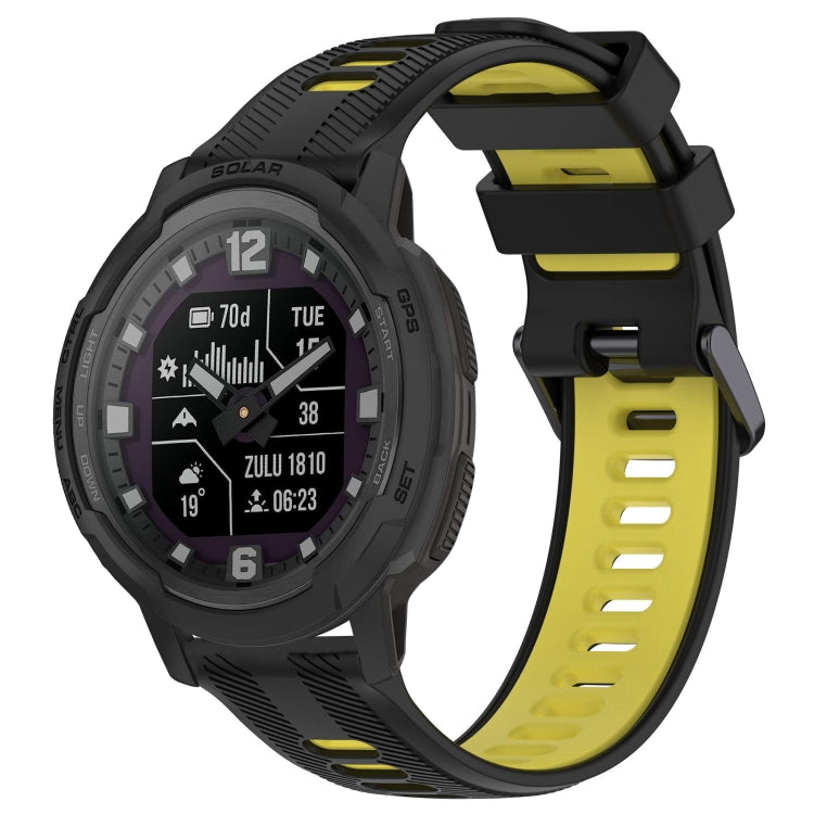 For Garmin Instinct Crossover Sports Two-Color Silicone Watch Band(Black+Yellow) - Watch Bands by PMC TechLife | Online Shopping South Africa | PMC TechLife
