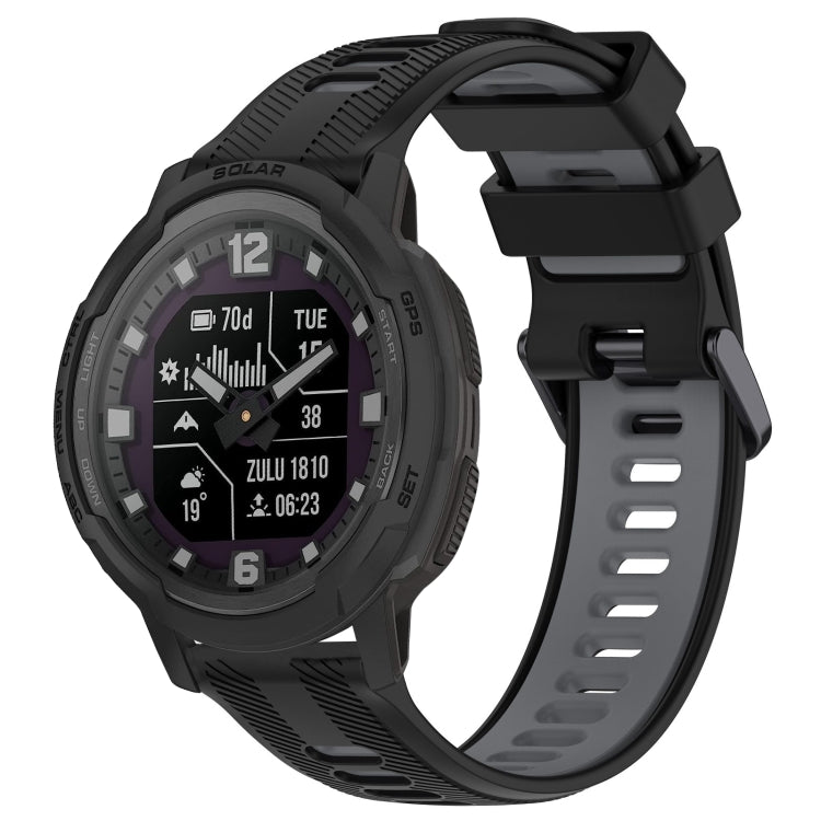 For Garmin Instinct Crossover Sports Two-Color Silicone Watch Band(Black+Grey) - Watch Bands by PMC TechLife | Online Shopping South Africa | PMC TechLife