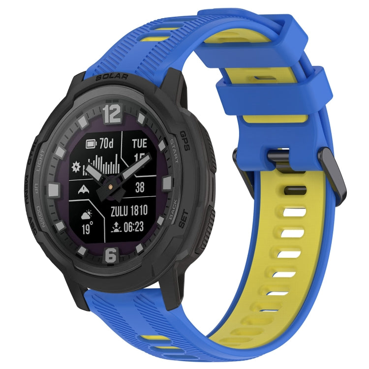 For Garmin Instinct Crossover Sports Two-Color Silicone Watch Band(Blue+Yellow) - Watch Bands by PMC TechLife | Online Shopping South Africa | PMC TechLife