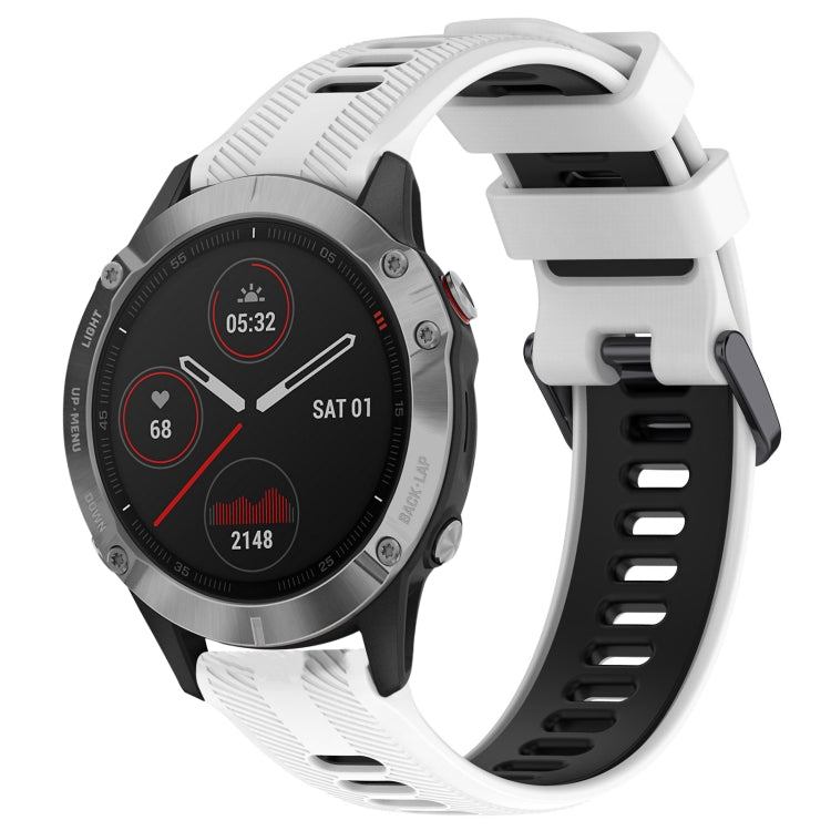 For Garmin Fenix 6 Solar Sports Two-Color Silicone Watch Band(White+Black) - Watch Bands by PMC TechLife | Online Shopping South Africa | PMC TechLife
