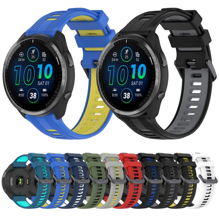 For Garmin Forerunner 965 Sports Two-Color Silicone Watch Band(Black+Blue) - free shipping - PMC TechLife - Order now!