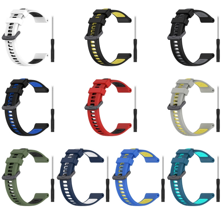 For Garmin Forerunner 965 Sports Two-Color Silicone Watch Band(Black+Blue) - free shipping - PMC TechLife - Order now!