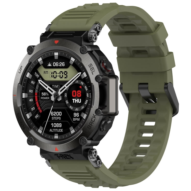 For Amazfit T-Rex Ultra Silicone Sports Watch Band(Dark Green) - Watch Bands by PMC TechLife | Online Shopping South Africa | PMC TechLife