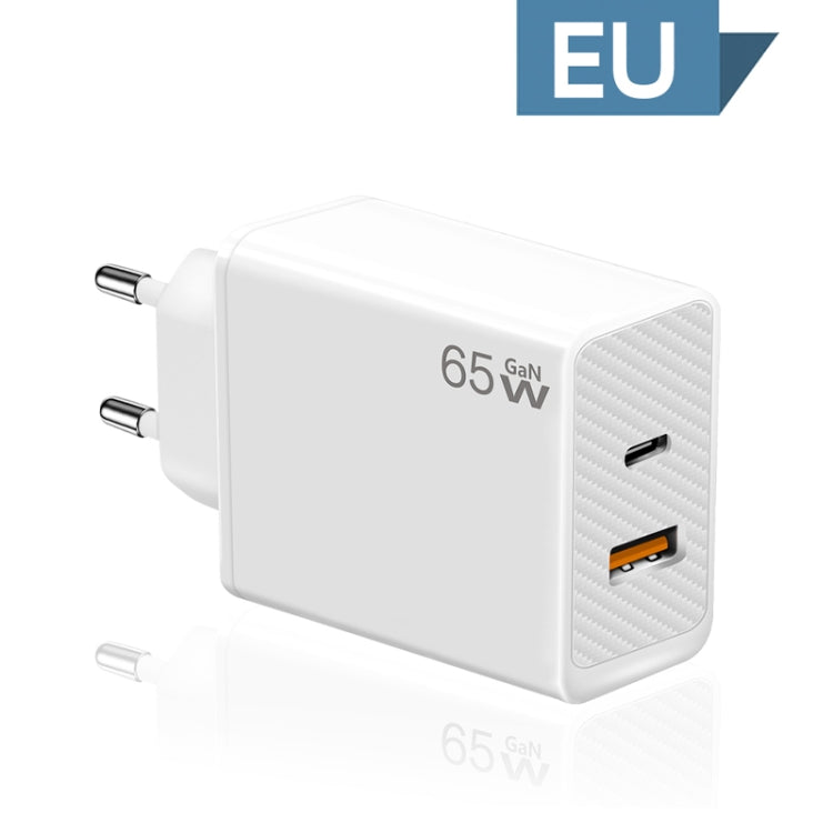 GaN PD48W Type-C PD3.0 + USB3.0 Notebook Adapter for MacBook Series ，EU Plug(White) - Cable & Adapter by PMC TechLife | Online Shopping South Africa | PMC TechLife