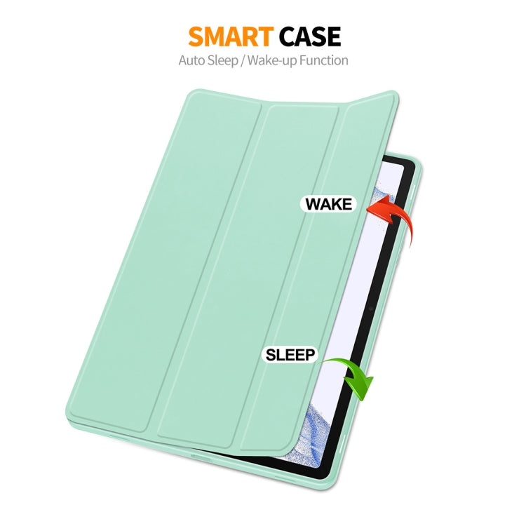 For Samsung Galaxy Tab S9 ENKAY Tri-fold Custer Leather TPU Bottom Smart Case with Pen Slot(Light Green) - free shipping - PMC TechLife - Order now!