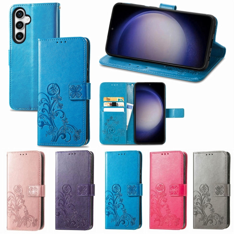 For Samsung Galaxy S23 FE 5G Four-leaf Clasp Embossed Buckle Leather Phone Case(Rose Gold) - free shipping - PMC TechLife - Order now!