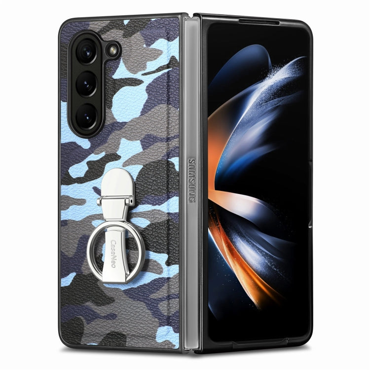 For   Samsung  Galaxy Z Fold5 5G Camouflage Ring Holder PC Phone Case(Blue) - free shipping - PMC TechLife - Order now!