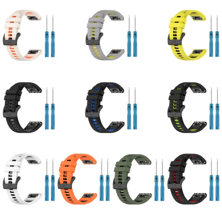 Compatible with Garmin MARQ Golfer 22mm Sports Two-Color Silicone Watch Band(Orange+Black) - free shipping - PMC TechLife - Order now!