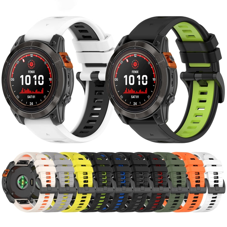 Compatible with Garmin Tactix 7 AMOLED 26mm Sports Two-Color Silicone Watch Band(Starlight+Orange) - free shipping - PMC TechLife - Order now!