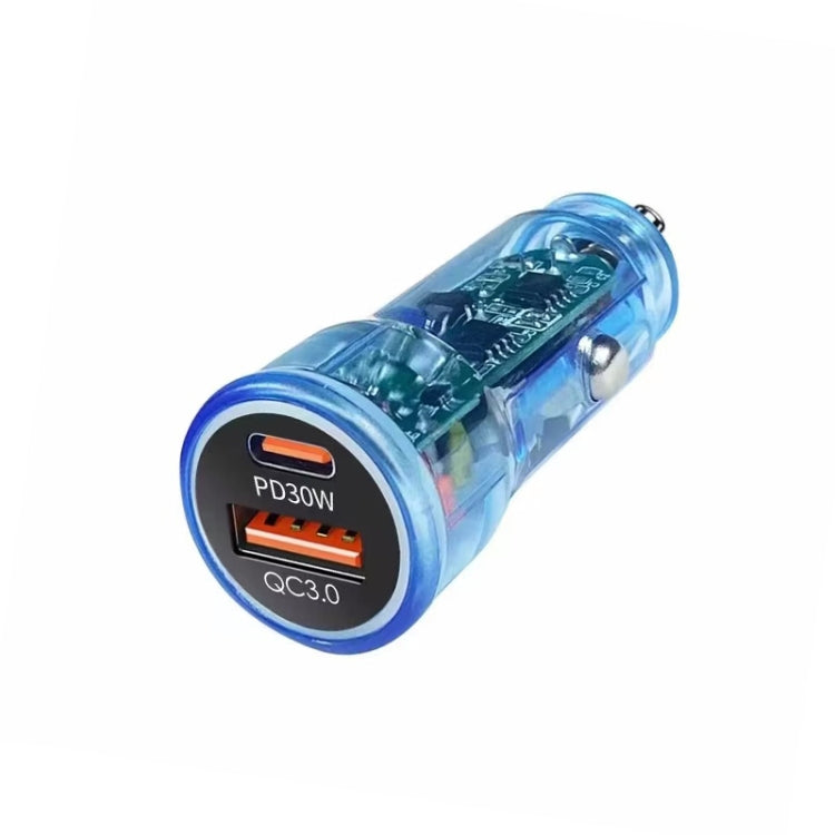P35 48W PD30W+QC3.0 18W USB Transparent Car Quick Charge(Transparent Blue) - Car Charger by PMC TechLife | Online Shopping South Africa | PMC TechLife