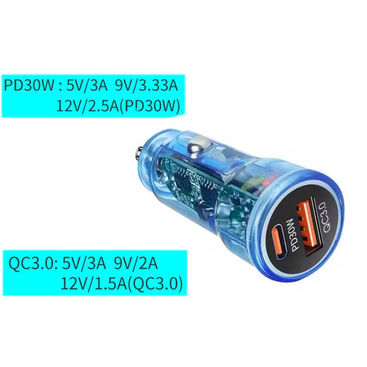 P35 48W PD30W+QC3.0 18W USB Transparent Car Quick Charge(Transparent) - Car Charger by PMC TechLife | Online Shopping South Africa | PMC TechLife
