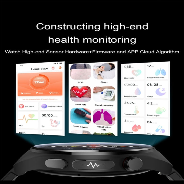 ET340 1.46 inch Color Screen Smart Silicone Strap Watch,Support Blood Oxygen / Blood Glucose / Uric Acid Measurement / Blood Lipid Monitoring(Red) - Smart Watches by PMC TechLife | Online Shopping South Africa | PMC TechLife | Buy Now Pay Later Mobicred