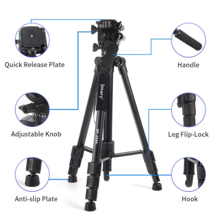 JMARY KP2599 SLR Camera Phone Live Streaming Outdoor Photography Aluminum Tripod - free shipping - PMC TechLife - Order now!