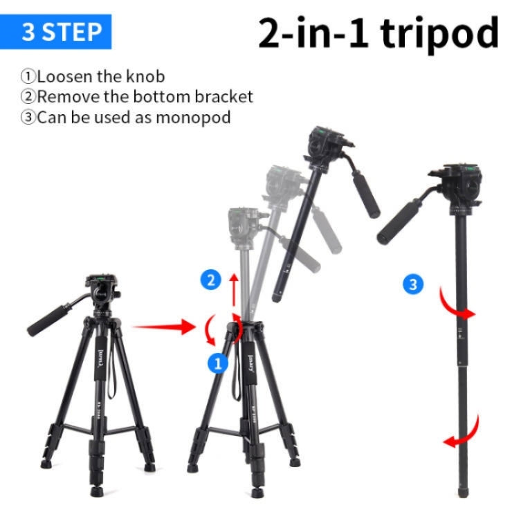 JMARY KP2599 SLR Camera Phone Live Streaming Outdoor Photography Aluminum Tripod - free shipping - PMC TechLife - Order now!
