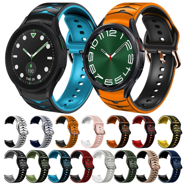 For Samsung Galaxy Watch 6 Classic 47mm Curved Texture Silicone Watch Band(Black+Blue) - free shipping - PMC TechLife - Order now!