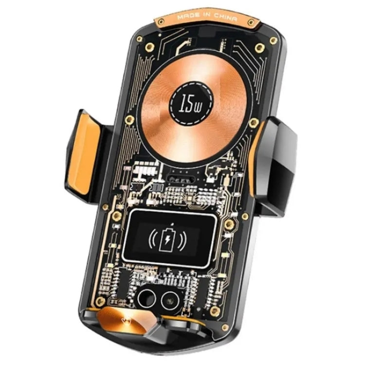 A6 Car Automatic Clamping Phone Holder 15W Magnetic Wireless Charger(Orange) - Car Charger by PMC TechLife | Online Shopping South Africa | PMC TechLife