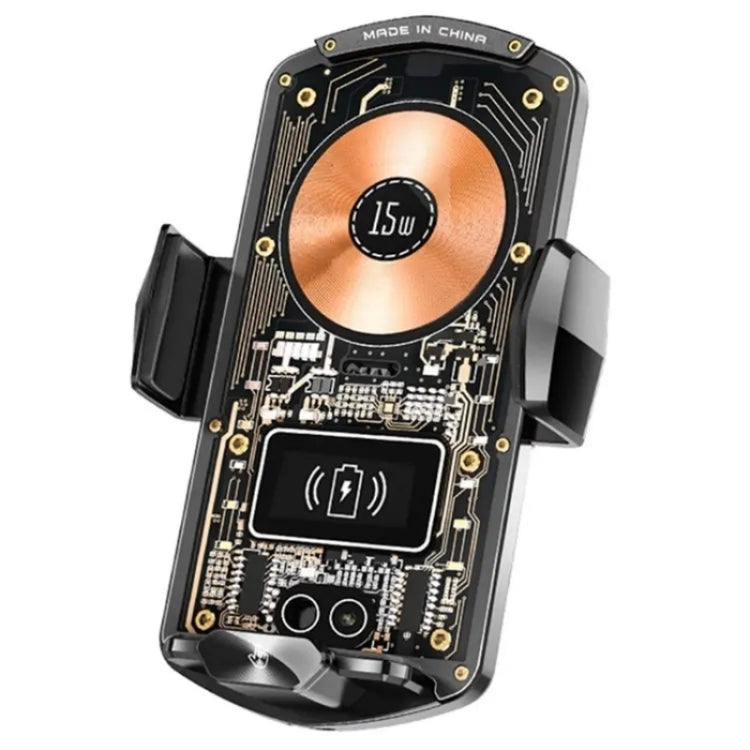 A6 Car Automatic Clamping Phone Holder 15W Magnetic Wireless Charger(Black) - Car Charger by PMC TechLife | Online Shopping South Africa | PMC TechLife