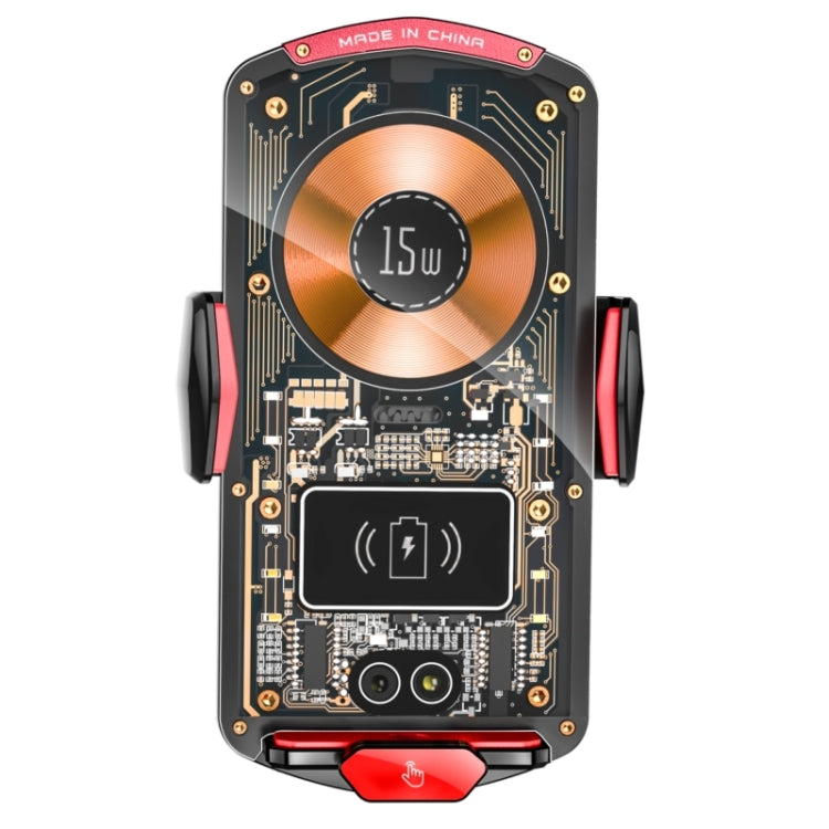 A6 Car Automatic Clamping Phone Holder 15W Magnetic Wireless Charger(Black) - Car Charger by PMC TechLife | Online Shopping South Africa | PMC TechLife