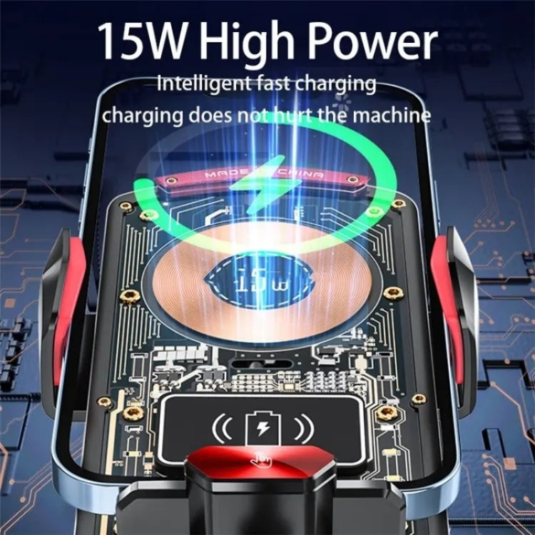 A6 Car Automatic Clamping Phone Holder 15W Magnetic Wireless Charger(Red) - Car Charger by PMC TechLife | Online Shopping South Africa | PMC TechLife
