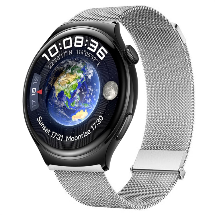 For Huawei Watch 4 / 4 Pro Milan Double Magnetic Steel Mesh Watch Band(Silver) - Watch Bands by PMC TechLife | Online Shopping South Africa | PMC TechLife