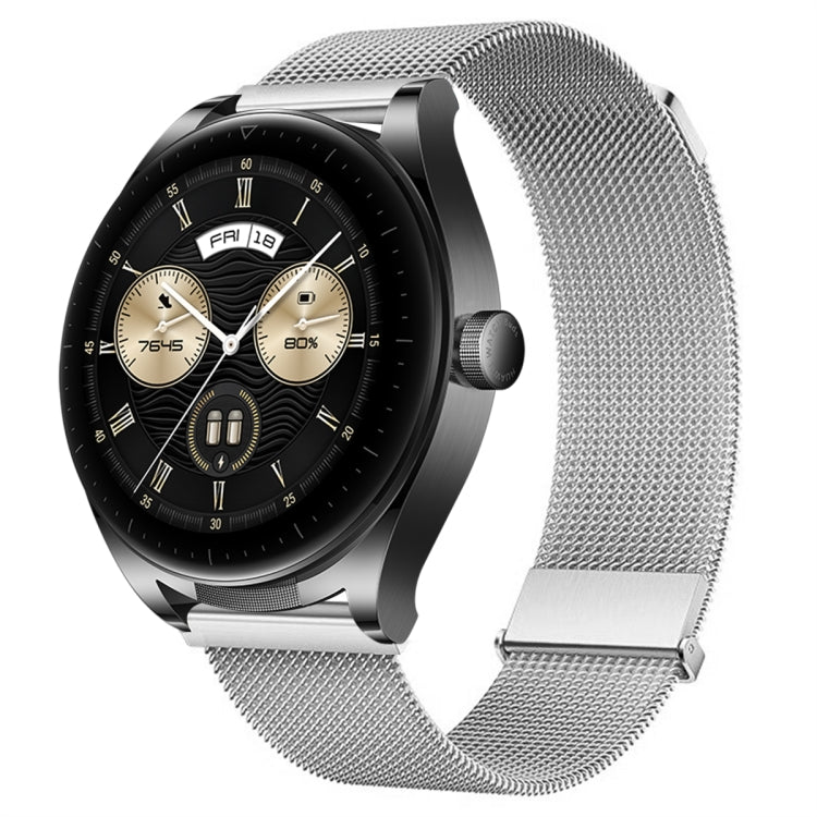 For Huawei Watch Buds Milan Double Magnetic Steel Mesh Watch Band(Silver) - Watch Bands by PMC TechLife | Online Shopping South Africa | PMC TechLife