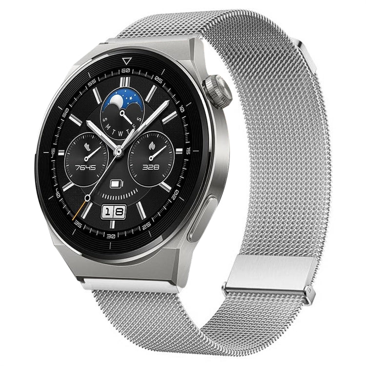 For Huawei Watch GT3 Pro 46mm Milan Double Magnetic Steel Mesh Watch Band(Silver) - Watch Bands by PMC TechLife | Online Shopping South Africa | PMC TechLife