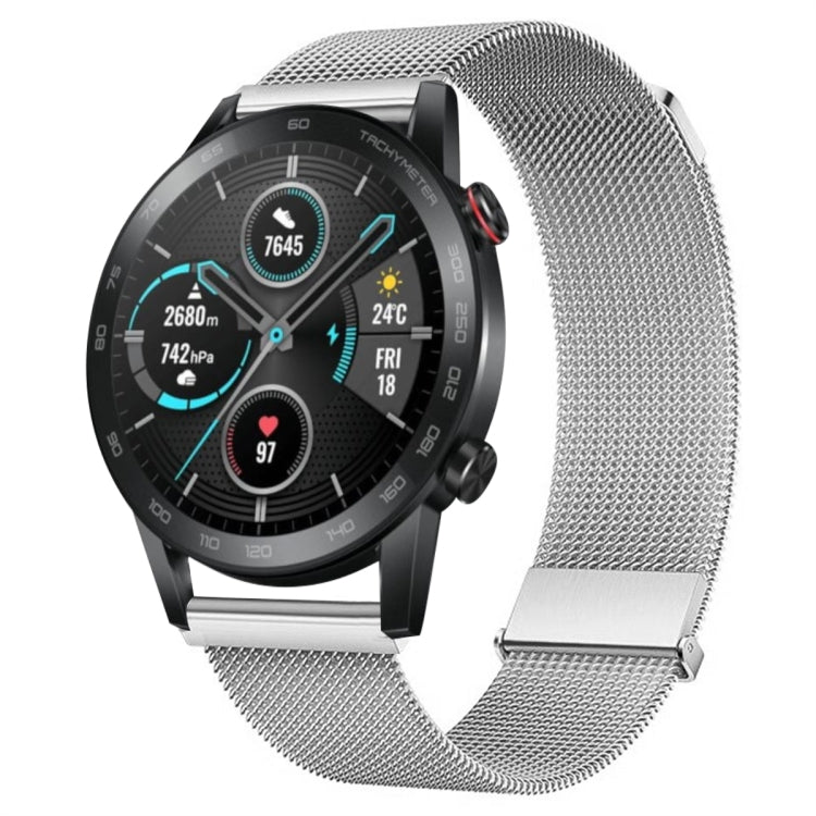 For Honor Magic Watch2 46mm Milan Double Magnetic Steel Mesh Watch Band(Silver) - Watch Bands by PMC TechLife | Online Shopping South Africa | PMC TechLife