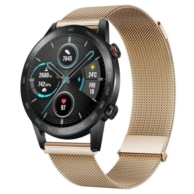For Honor Magic Watch2 46mm Milan Double Magnetic Steel Mesh Watch Band(Rose Gold) - Watch Bands by PMC TechLife | Online Shopping South Africa | PMC TechLife