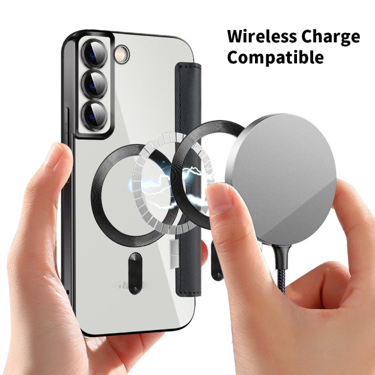 For Samsung Galaxy S23 5G Shield MagSafe RFID Anti-theft Rhombus Leather Phone Case(Black) - Galaxy S23 5G Cases by PMC TechLife | Online Shopping South Africa | PMC TechLife | Buy Now Pay Later Mobicred