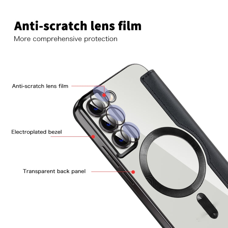 For Samsung Galaxy S23 5G Shield MagSafe RFID Anti-theft Rhombus Leather Phone Case(Black) - Galaxy S23 5G Cases by PMC TechLife | Online Shopping South Africa | PMC TechLife | Buy Now Pay Later Mobicred